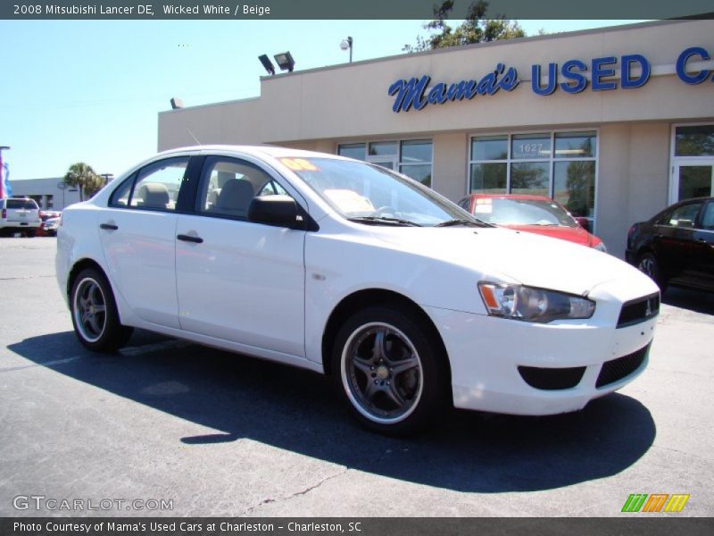 Wicked White / Beige 2008 Mitsubishi Lancer DE