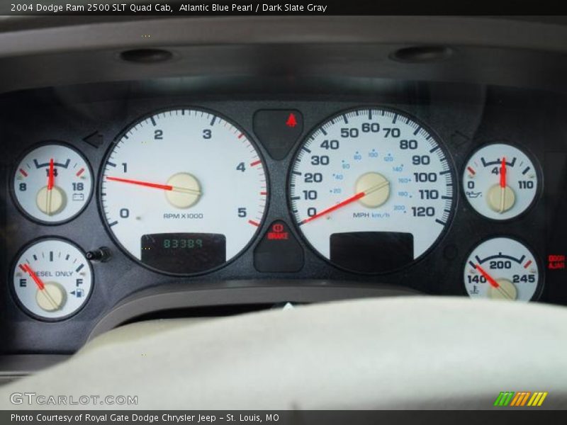Atlantic Blue Pearl / Dark Slate Gray 2004 Dodge Ram 2500 SLT Quad Cab