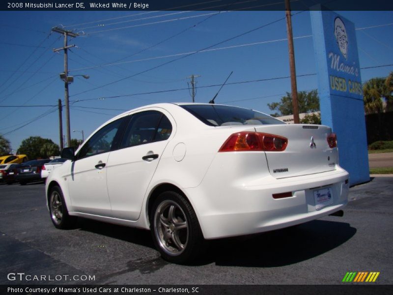 Wicked White / Beige 2008 Mitsubishi Lancer DE