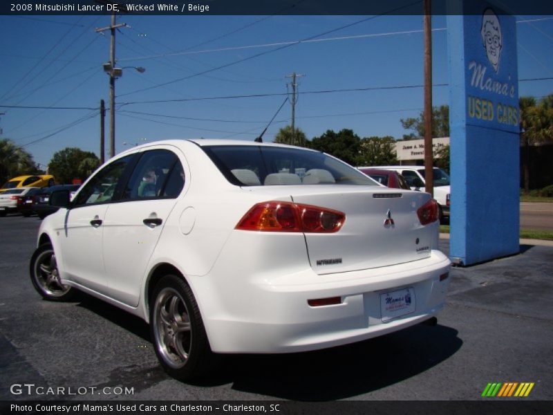 Wicked White / Beige 2008 Mitsubishi Lancer DE