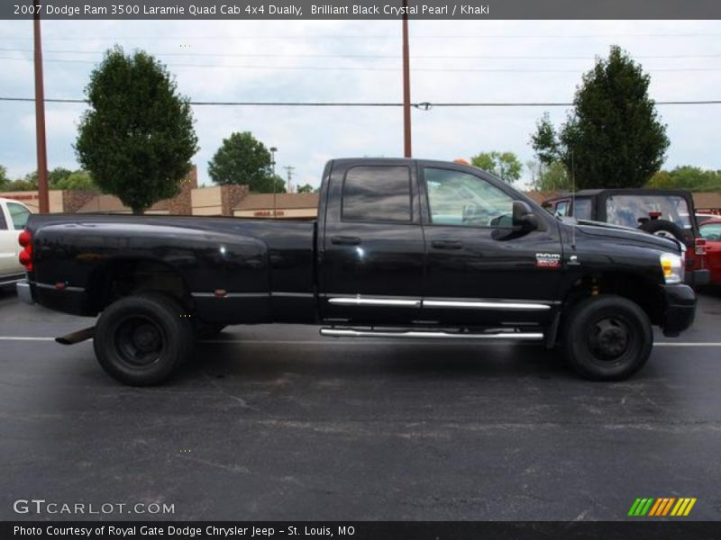 Brilliant Black Crystal Pearl / Khaki 2007 Dodge Ram 3500 Laramie Quad Cab 4x4 Dually