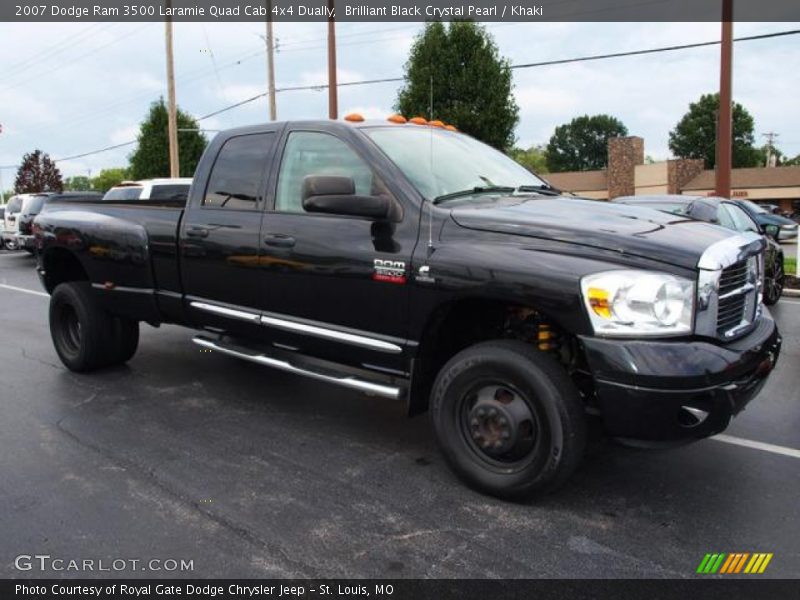 Brilliant Black Crystal Pearl / Khaki 2007 Dodge Ram 3500 Laramie Quad Cab 4x4 Dually