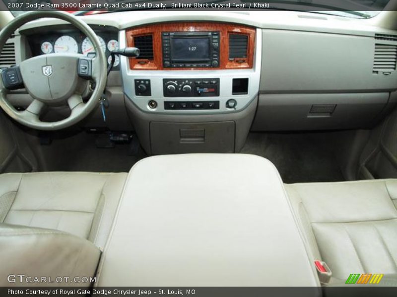 Brilliant Black Crystal Pearl / Khaki 2007 Dodge Ram 3500 Laramie Quad Cab 4x4 Dually