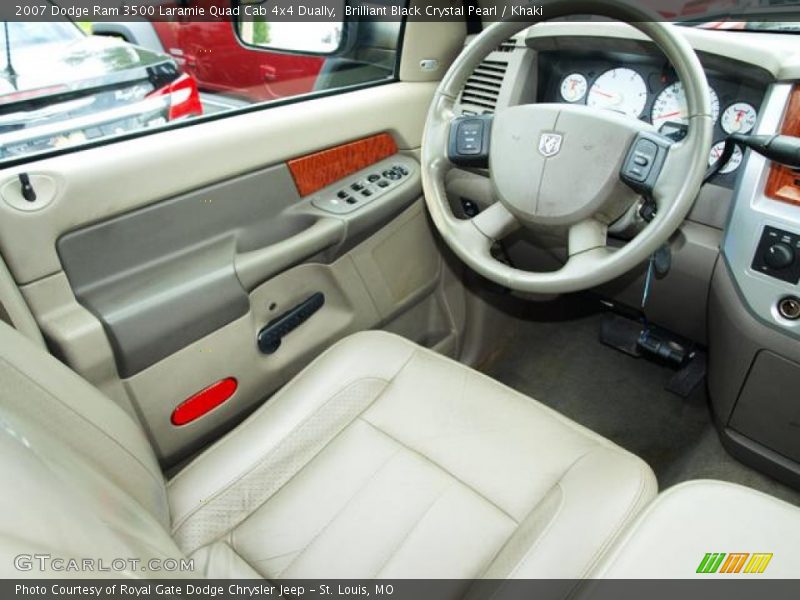 Brilliant Black Crystal Pearl / Khaki 2007 Dodge Ram 3500 Laramie Quad Cab 4x4 Dually