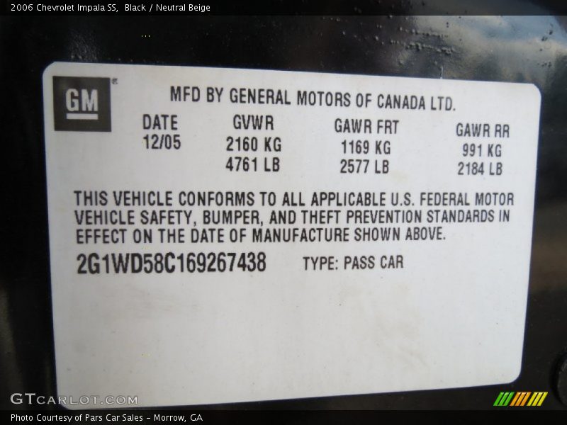 Black / Neutral Beige 2006 Chevrolet Impala SS