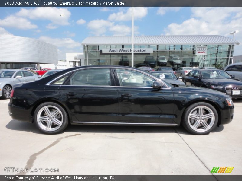 Emerald Black Metallic / Velvet Beige 2013 Audi A8 L 4.0T quattro