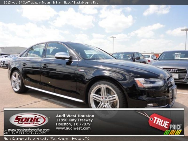 Brilliant Black / Black/Magma Red 2013 Audi S4 3.0T quattro Sedan