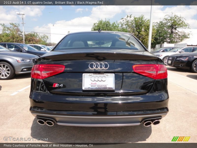Brilliant Black / Black/Magma Red 2013 Audi S4 3.0T quattro Sedan