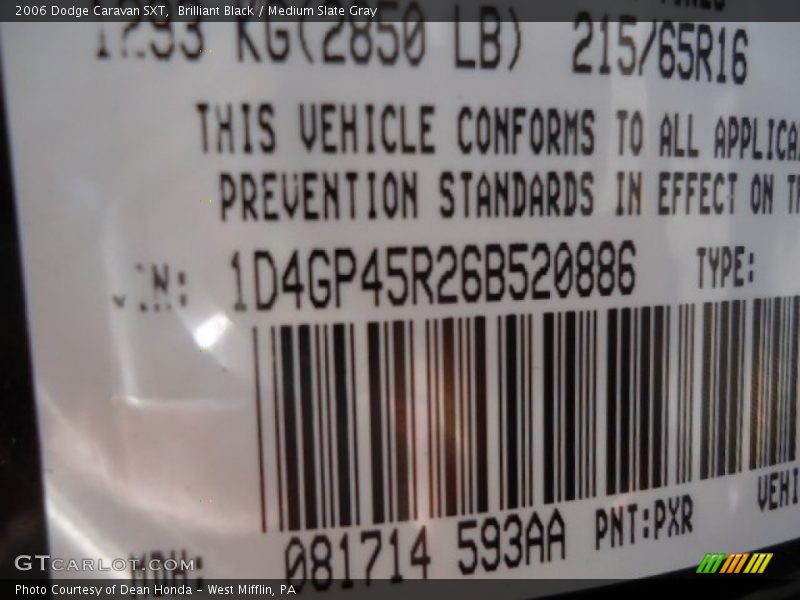 Brilliant Black / Medium Slate Gray 2006 Dodge Caravan SXT