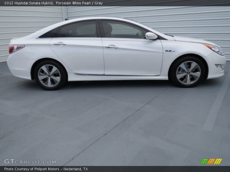 Porcelain White Pearl / Gray 2012 Hyundai Sonata Hybrid