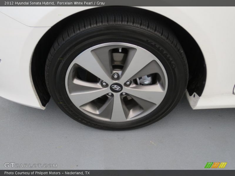 Porcelain White Pearl / Gray 2012 Hyundai Sonata Hybrid
