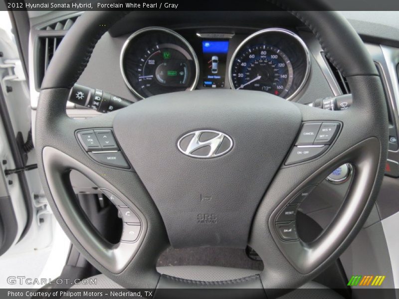 Porcelain White Pearl / Gray 2012 Hyundai Sonata Hybrid