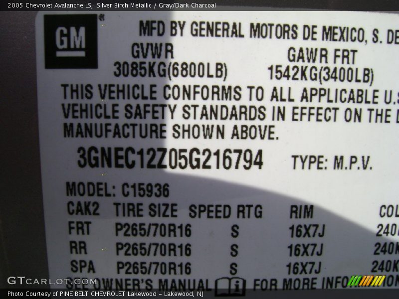 Silver Birch Metallic / Gray/Dark Charcoal 2005 Chevrolet Avalanche LS