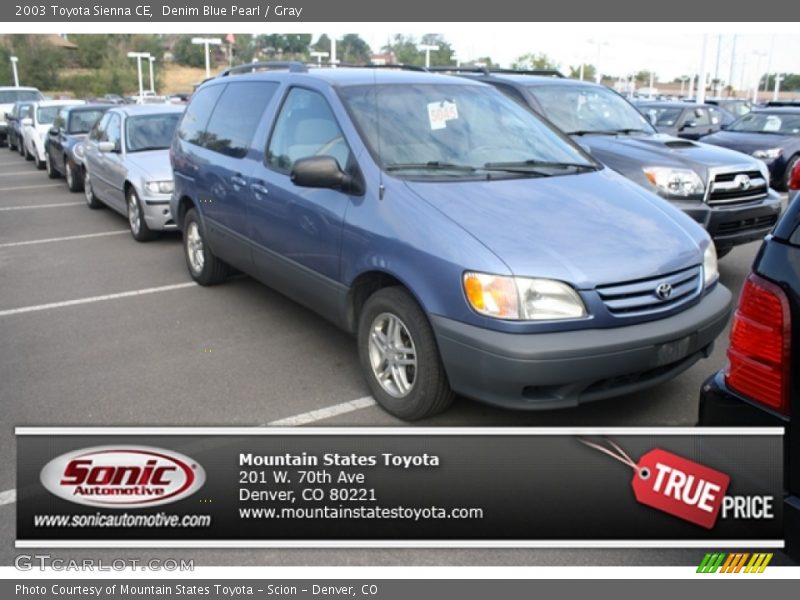 Denim Blue Pearl / Gray 2003 Toyota Sienna CE