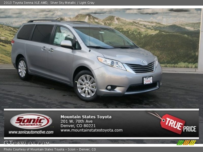 Silver Sky Metallic / Light Gray 2013 Toyota Sienna XLE AWD