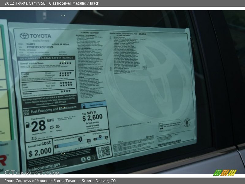 Classic Silver Metallic / Black 2012 Toyota Camry SE