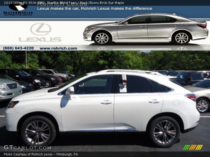 Starfire White Pearl / Black/Ebony Birds Eye Maple 2013 Lexus RX 450h AWD