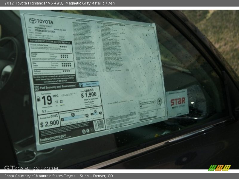 Magnetic Gray Metallic / Ash 2012 Toyota Highlander V6 4WD
