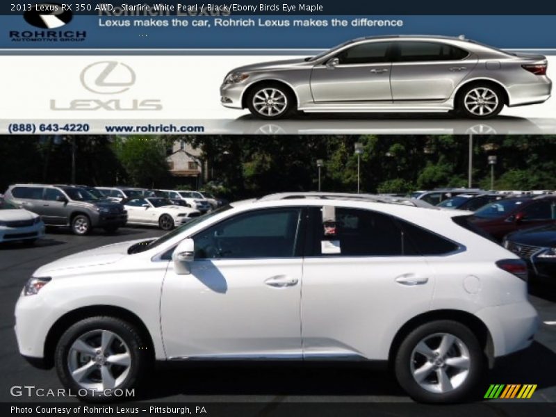 Starfire White Pearl / Black/Ebony Birds Eye Maple 2013 Lexus RX 350 AWD