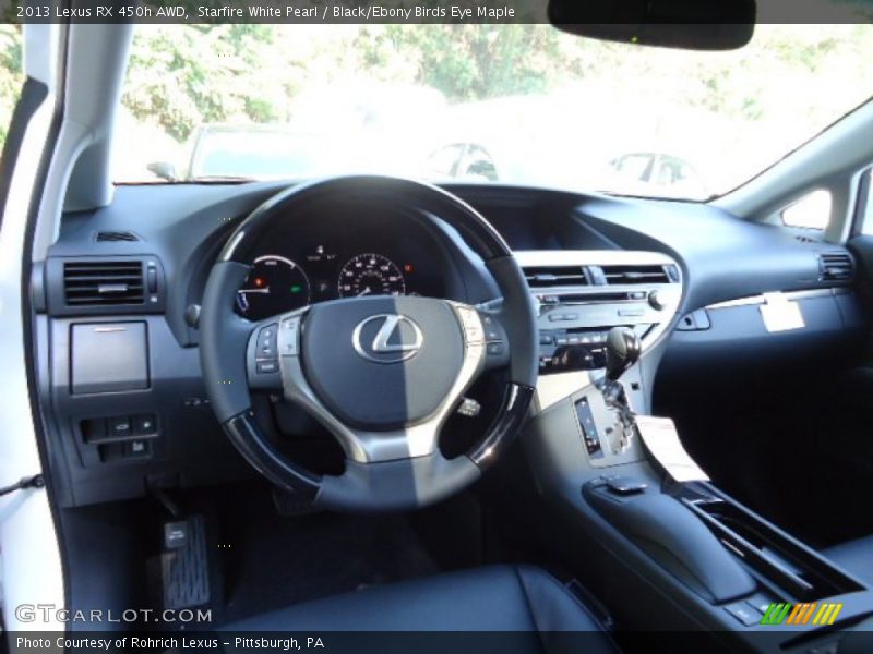 Starfire White Pearl / Black/Ebony Birds Eye Maple 2013 Lexus RX 450h AWD