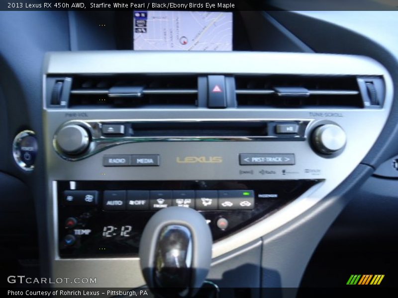 Starfire White Pearl / Black/Ebony Birds Eye Maple 2013 Lexus RX 450h AWD