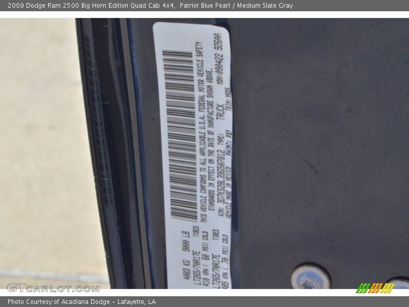 2009 Ram 2500 Big Horn Edition Quad Cab 4x4 Patriot Blue Pearl Color Code PB7