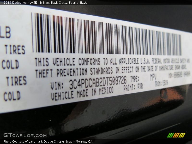 Brilliant Black Crystal Pearl / Black 2013 Dodge Journey SE