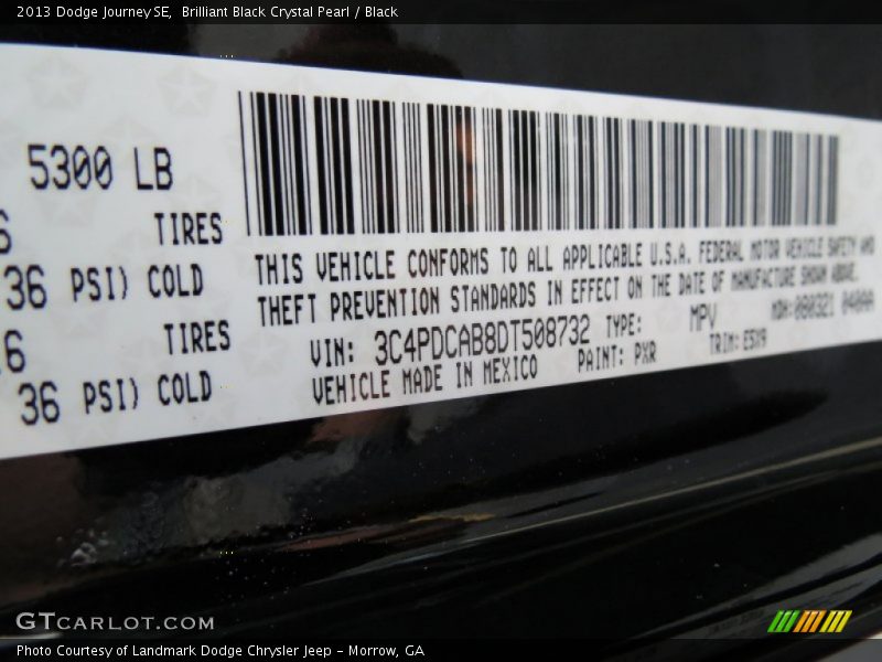 Brilliant Black Crystal Pearl / Black 2013 Dodge Journey SE