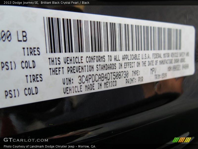 Brilliant Black Crystal Pearl / Black 2013 Dodge Journey SE