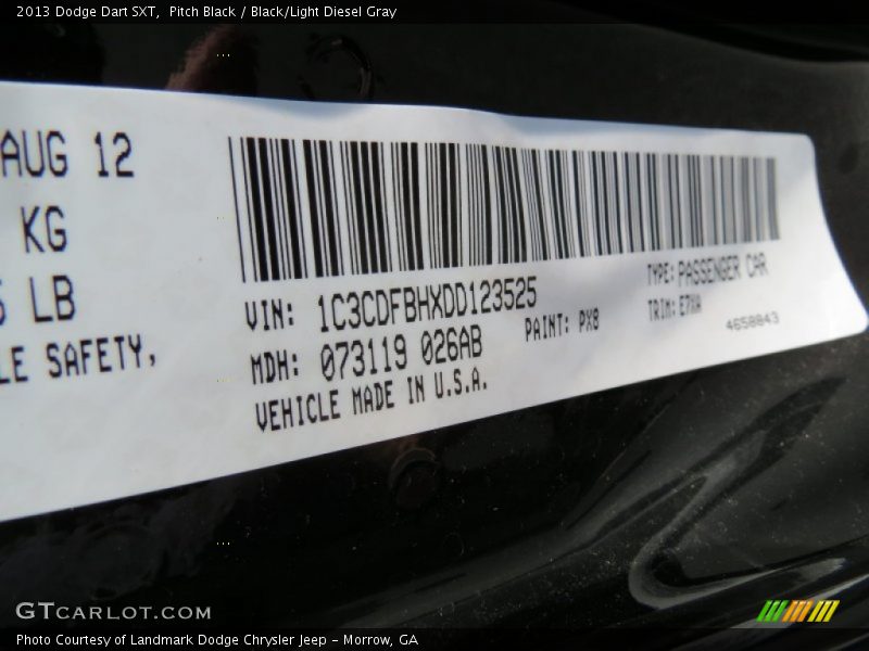 Pitch Black / Black/Light Diesel Gray 2013 Dodge Dart SXT