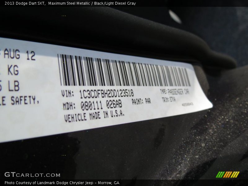 Maximum Steel Metallic / Black/Light Diesel Gray 2013 Dodge Dart SXT