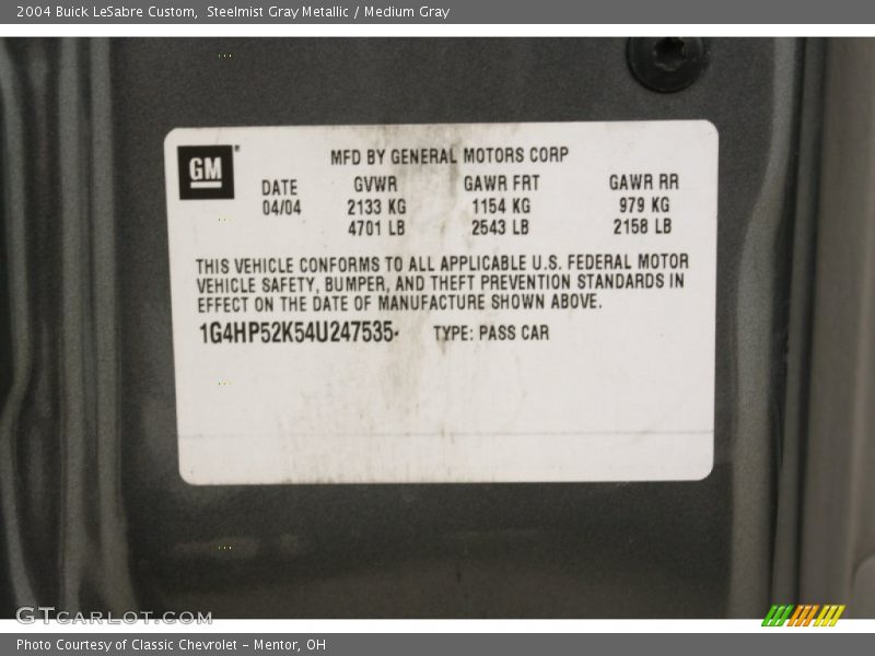 Steelmist Gray Metallic / Medium Gray 2004 Buick LeSabre Custom