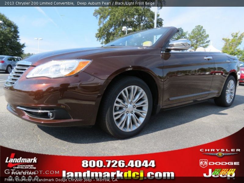 Deep Auburn Pearl / Black/Light Frost Beige 2013 Chrysler 200 Limited Convertible