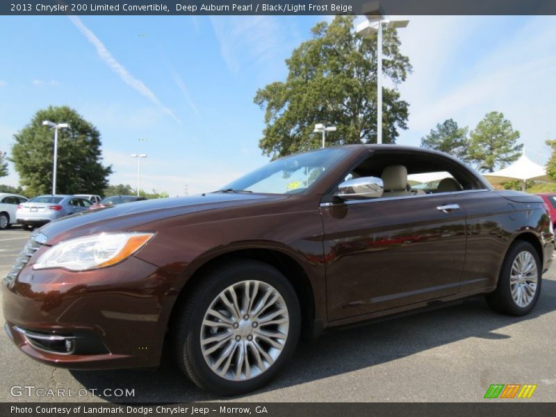 Deep Auburn Pearl / Black/Light Frost Beige 2013 Chrysler 200 Limited Convertible