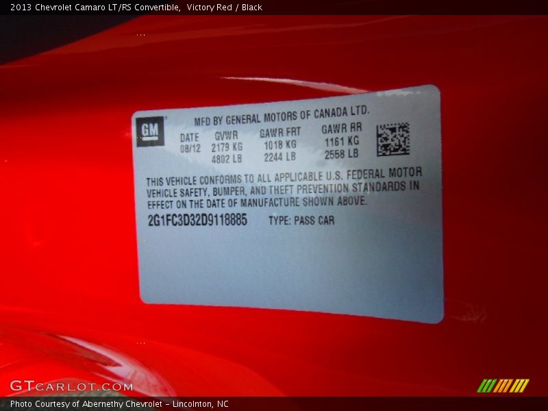 Victory Red / Black 2013 Chevrolet Camaro LT/RS Convertible