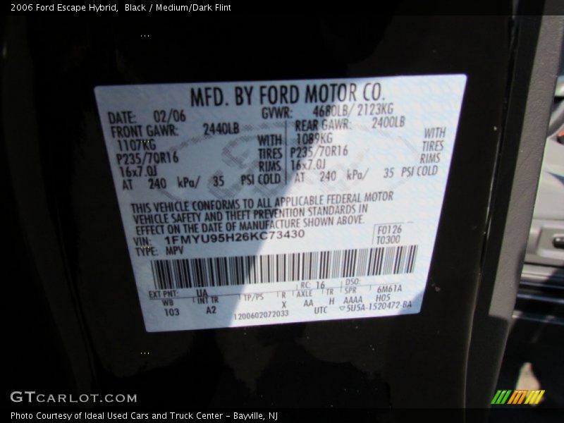 Black / Medium/Dark Flint 2006 Ford Escape Hybrid
