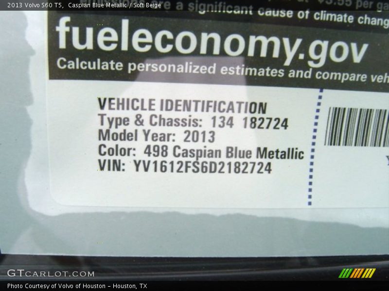 Caspian Blue Metallic / Soft Beige 2013 Volvo S60 T5