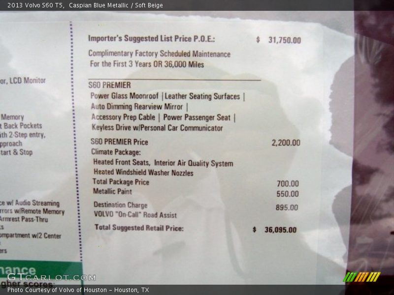 Caspian Blue Metallic / Soft Beige 2013 Volvo S60 T5