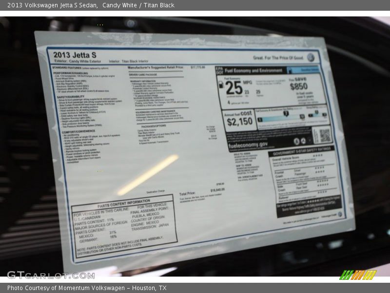 Candy White / Titan Black 2013 Volkswagen Jetta S Sedan