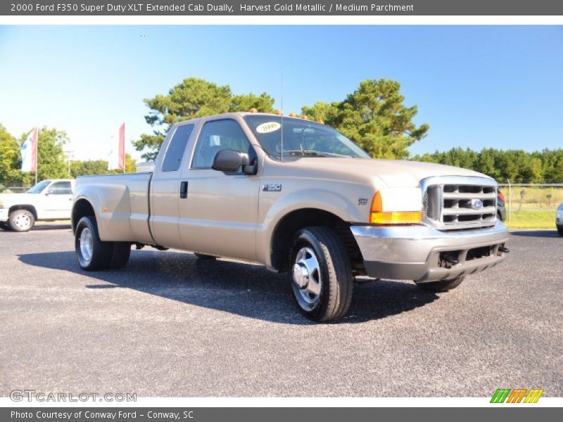 Harvest Gold Metallic / Medium Parchment 2000 Ford F350 Super Duty XLT Extended Cab Dually