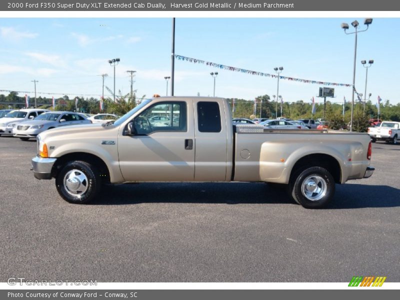 Harvest Gold Metallic / Medium Parchment 2000 Ford F350 Super Duty XLT Extended Cab Dually