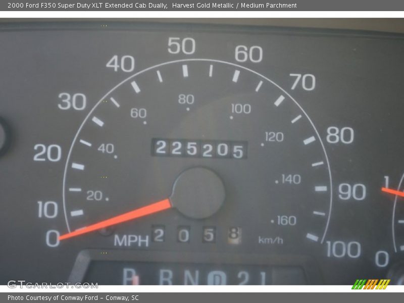 Harvest Gold Metallic / Medium Parchment 2000 Ford F350 Super Duty XLT Extended Cab Dually