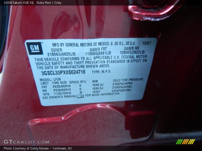 Ruby Red / Gray 2008 Saturn VUE XE