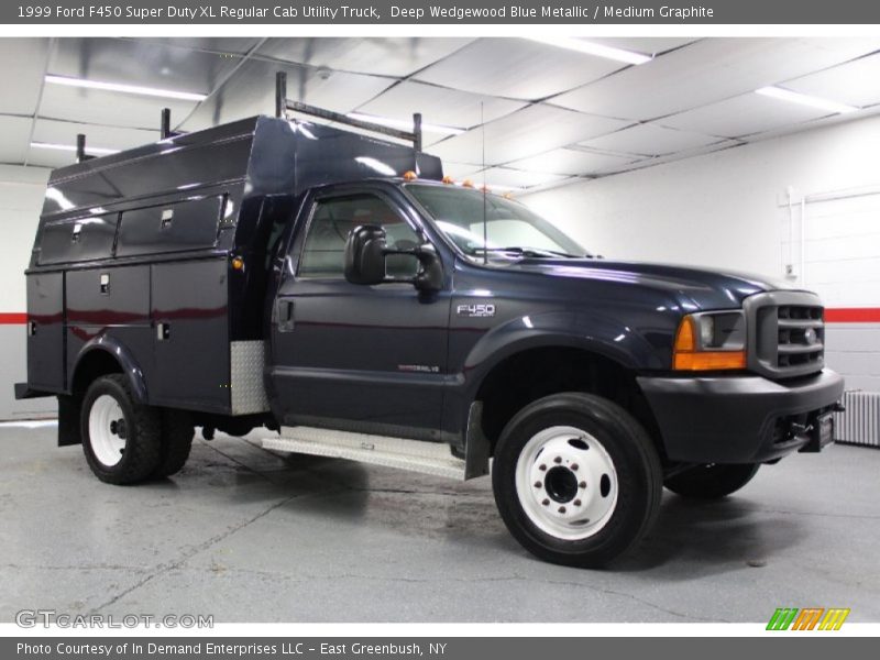 Deep Wedgewood Blue Metallic / Medium Graphite 1999 Ford F450 Super Duty XL Regular Cab Utility Truck