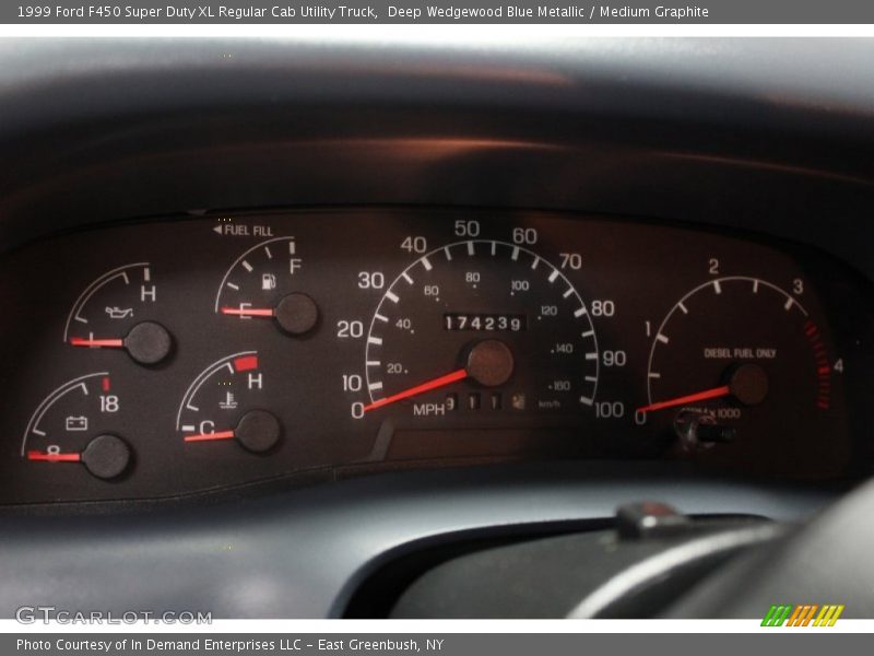 Deep Wedgewood Blue Metallic / Medium Graphite 1999 Ford F450 Super Duty XL Regular Cab Utility Truck