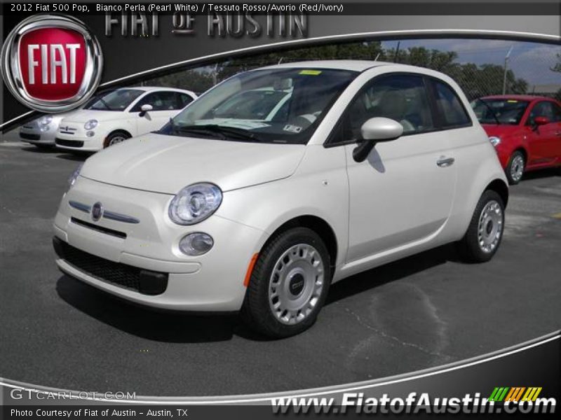 Bianco Perla (Pearl White) / Tessuto Rosso/Avorio (Red/Ivory) 2012 Fiat 500 Pop