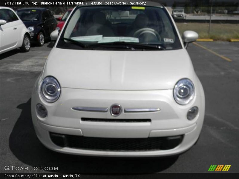 Bianco Perla (Pearl White) / Tessuto Rosso/Avorio (Red/Ivory) 2012 Fiat 500 Pop