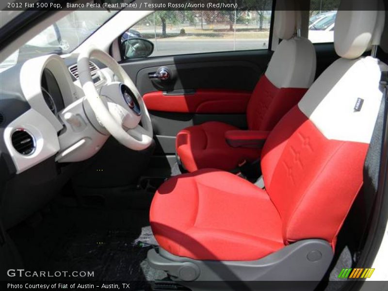 Bianco Perla (Pearl White) / Tessuto Rosso/Avorio (Red/Ivory) 2012 Fiat 500 Pop