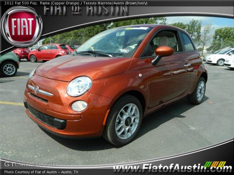 Rame (Copper Orange) / Tessuto Marrone/Avorio (Brown/Ivory) 2012 Fiat 500 Pop