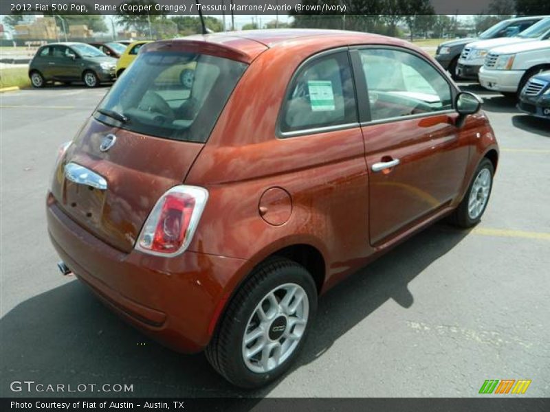 Rame (Copper Orange) / Tessuto Marrone/Avorio (Brown/Ivory) 2012 Fiat 500 Pop